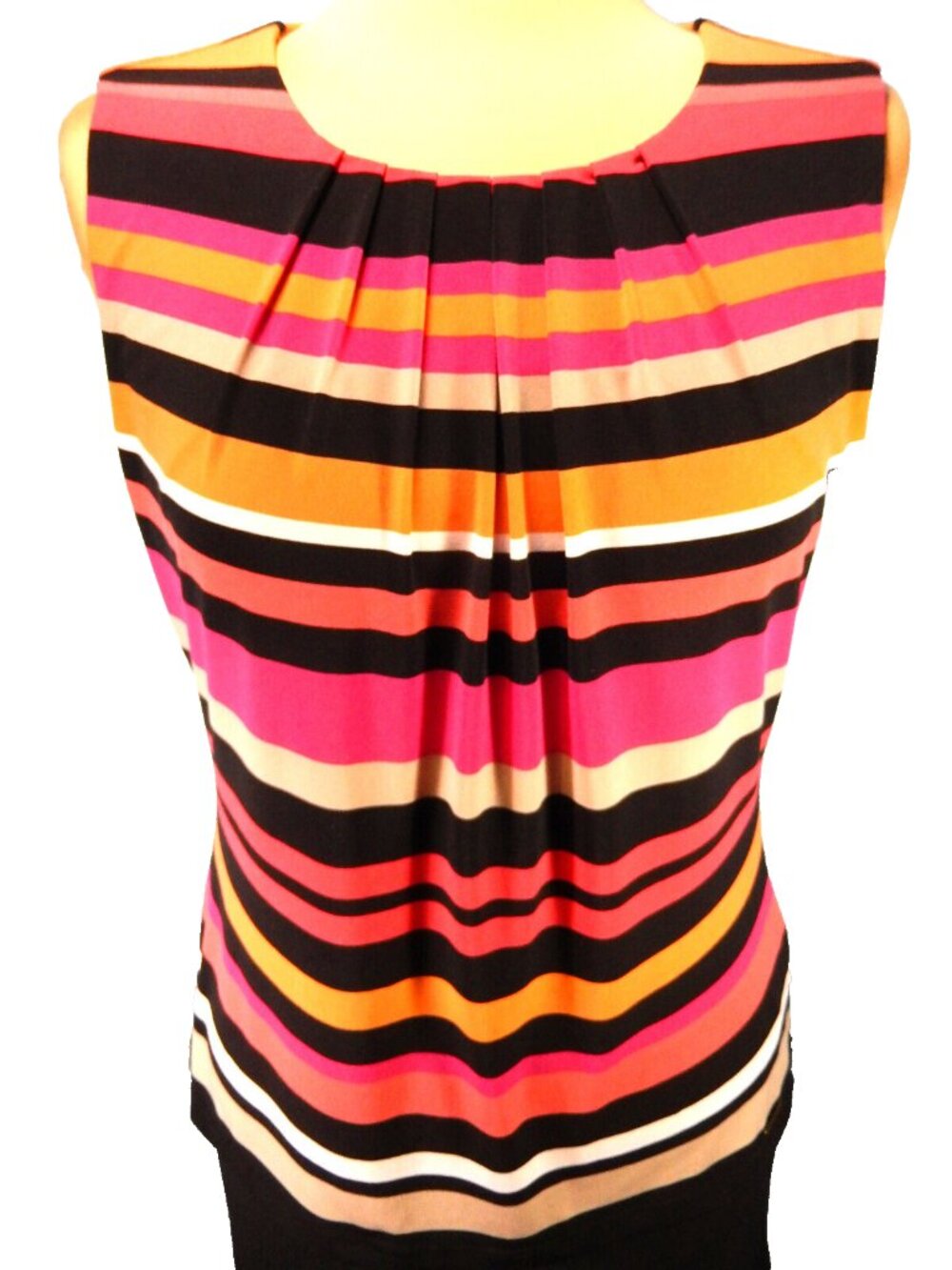 Calvin Klein Multicolored Pleated Neck Sleeveless Career Top Size Medium EUC